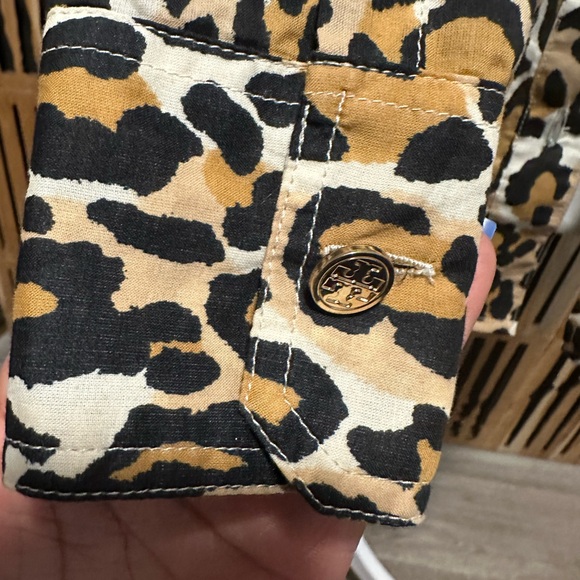 Tory Burch Leopard Print Button-Up Shirt - Tan, Black, Cream - Picture 3 of 7